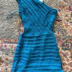 one Shoulder Knit Mini Dress Blue Size M Photo 1