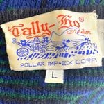 90s TALLY HO Green and Blue Plaid Gold Button Accent Button Up Cardigan Size L Photo 6