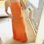 Missguided NWT  orange lace trim halter maxi dress Photo 3