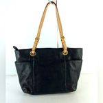 Michael Kors Black Leather Jet Set Tote Bag Shoulder Purse Classic Minimalist Photo 3