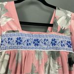 Handmade Muumuu Dress Floral Light Pink Maxi Ruffle Greek Ribbon Short Sleeves Size M Photo 4