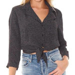 Anthropologie Sage the Label black and white polka dot tie front shirt Photo 0