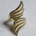 Source Unknown NWT Shine On Rhinestone Spiral Wings Gold Tone Size 6 Art Deco Y2k Ring Photo 1