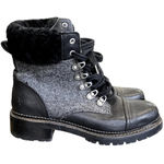 Frye  Faux Fur Leather Moto Boots in Black Photo 0