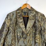 Field Manor Vintage Y2K Gold Brocade Floral Regency Ornate Long Jacket womens L Size L Photo 2
