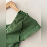 Aerie  Ribbed Green Seamless O Ring V Neck Crop Top Photo 2