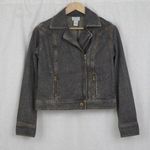 Ann Taylor Denim Motorcycle Style Jacket Size 4 Photo 0