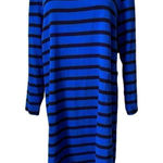 Old Navy Heavyweight Knit Blue Black Striped A-line Dress Sz Large NWOT Photo 0