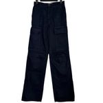 ZARA  High Rise Utility Flare Full Length 100% Cotton Jean Patch Pockets 0 Black Photo 10