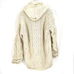 Himalayan 100% Wool Hooded Full Zip Cream Chunky Knit Aran Sweater Jacket Photo 3