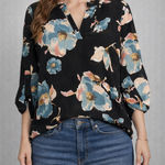Le lis  Black and Blue Floral Blouse Photo 0