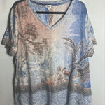 Avenue  22/24 Plus V-Neck Paisley Floral Beaded Embellished Short Sleeve Top Photo 0