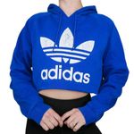 Adidas Vintage Y2K Trefoil Logo Blue Cropped Hoodie Photo 0