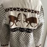 American Eagle  Outfitters Womens Hooded Sweater M Deer Knit Acrylic Cotton Beige Photo 10