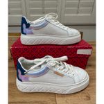 Tory Burch  Ladybug Lace Up Low Top Sneakers White Blue Leather Size 5.5 NIB Photo 1