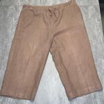 Orvis Sz Small 6 8 100% Linen Wide Leg Cropped Pants Brown Tan Beachy Comfort Photo 0