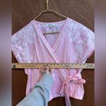 Madewell EMBROIDERED SIDE-TIE WRAP TOP PINK WHITE SIZE M Photo 7