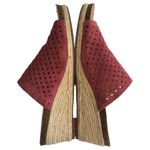 Lucky Brand Sandals Womens 6 Leather Jemya Wedge Jute Perforated Slip On Pink Photo 11