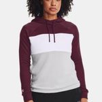 Under Armour California Golden Bears  Sweatshirt Women's Burgundy/Light Gray Terry Fleece Blocked Hoodie With Hat Sz M NWT  New with tag  Same day shipping  Smoke and pets free  This  hoodie is perfect for anyone looking for a comfortable and stylish addition to their wardrobe. With a burgundy, white, and gray color-blocked design and halo gray accents, this hoodie is sure to stand out. It features a hood and long sleeves, making it perfect for all seasons. The polyester material is breathable and durable, ensuring that it will last for years to come. The M size is perfect for both men and women, with a regular fit that is comfortable and flattering. This hoodie is great for casual wear or for working out, and the fleece fabric provides added warmth on cooler days. Get ready for game day with this California Golden Bears  sweatshirt! Made for women, this burgundy and light gray sweatshirt is perfect for football season. The athletic style is great for any sport. The sweatshirt is also an officially licensed NCAA product. Don't miss out on showing your team spirit with this new sweatshirt! Photo 2