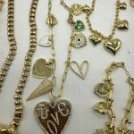 Chunky Lot Heart Charm Necklaces Bracelets Gold Silver Tone Costume Jewelry Photo 2
