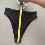 Vitamin A NWT  California High Leg Brazilian Bikini Bottom Size 8/M Black Ribbed Photo 2