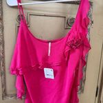 Free People NWT  pink ruffled mesh top Photo 0
