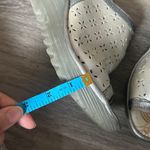 Fly London  Women's Gray and Cream Sandals Metallic Peep toe Wedge Slingback Photo 9