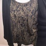 French Laundry Glitter Gold Snake Print Layered Attached Cardigan Blouse Photo 2