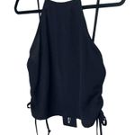 Pretty Little Thing Black Strappy Lace Up Crepe Side Ruched Racer Cami Top Sz 8 Photo 5