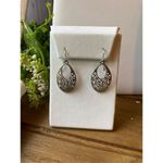 Silver floral drop dangling earrings Silver Photo 4