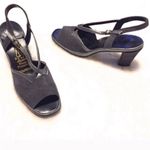 Hush Puppies 🆕  suede leather open toe slingback block heels size 10 silver Photo 3