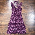 Whistles • Pitti Print Double Strap Dress midi floral maroon chiffon ruffle boho Size 4 Photo 4