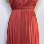 Azazie  Deep Red (Burgundy) Maxi Pleated V-Neck Gown Size A6 Photo 2