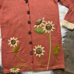 Storybook Knits vintage Autumn sunflowers embellished cardigan sweater Photo 1