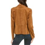 Bagatelle Sienna Brown Drape Front Faux Suede Jacket size Small Long Sleeve Soft Photo 1