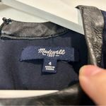 Madewell  Women’s Sleeveless Peplum Leather Trim Tank Top Blue Black Size 4 EUC Photo 3