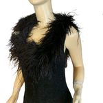 VINTAGE 1990'S JEFFREY & DARA BLACK EVENING DRESS W/ OSTRICH FEATHER ACCENTS (6) Photo 6