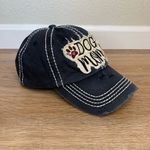 Dog Mom Distressed Black Adjustable Strapback Hat Photo 2