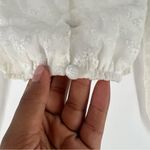 Heatherly Cottage Eyelet‎ Crop Top Balloon Sleeve Peasant Embroidered Size XSP White Photo 4