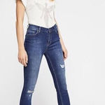 Free People  Great Heights Fringe Skinny Jeans Medium Wash Size 27 Photo 0