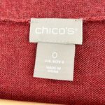 Chico's  Red Wide Neck Tunic Top size Small Step Hem Button Accent Photo 4