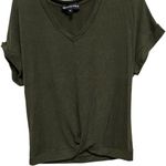 Wantable Forest Green Sweater material short sleeve size medium basics tie front Photo 2