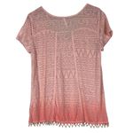 Free People  Shibori Burnout Ombre Shirt Womens L Orange Beaded Tribal Hippie Photo 4