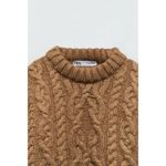 ZARA  Cable Knit Sweater Taupe Brown Photo 9