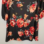 Everly  Anthropologie Floral Shift Dress Black Red 3/4 Sleeve Women’s Medium Photo 5