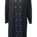 Vintage Button Front Dress Womens Double Breasted Black Classic Shoulder Pads Size 12 Photo 0