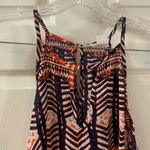 A'Gaci A’gaci Navy/Orange Print Keyhole Neck Tank M Photo 3