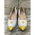 Jingpin Women's White And Yellow Polka Dots Wedge Shoes Pointy Toe Sz 40/9 Photo 2