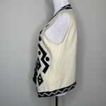 Vintage Geometric Vest Cream Black Sz 10 Lined ? Linen Photo 3