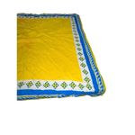 Vintage Silky Scarf Yellow Blue Geometric Square 31" Mod MCM Wear Photo 5